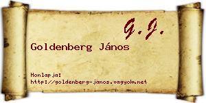 Goldenberg János névjegykártya